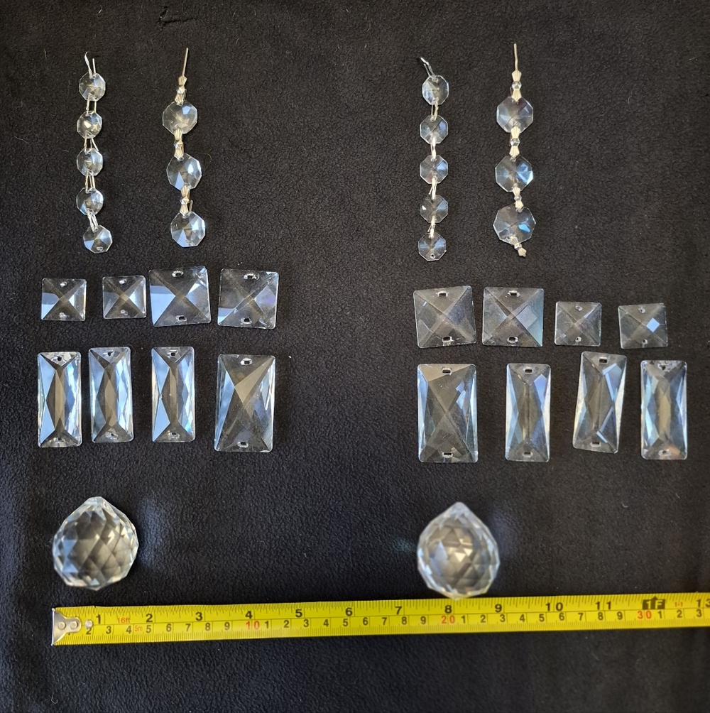 34 Pc Crystal Suncatcher Kit Antique Reclaimed Crystals Moon Prisms Garden Fairy